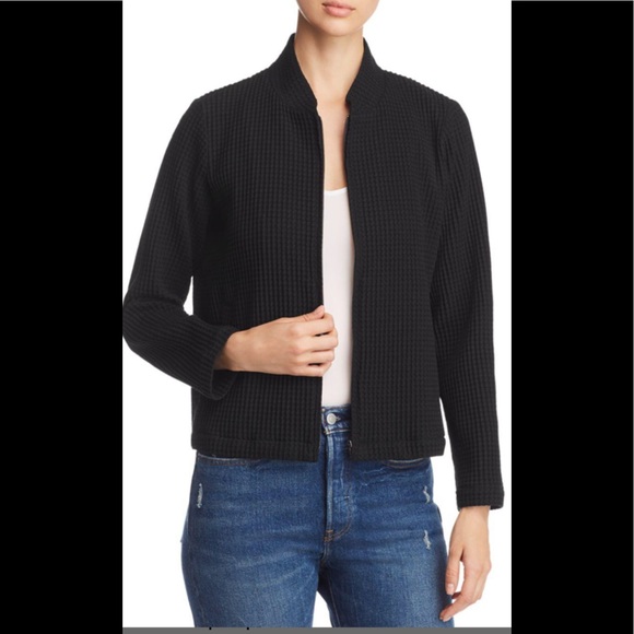 Eileen Fisher Jackets & Blazers - EILEEN FISHER Black Waffle Knit Zip Up Jacket 1X